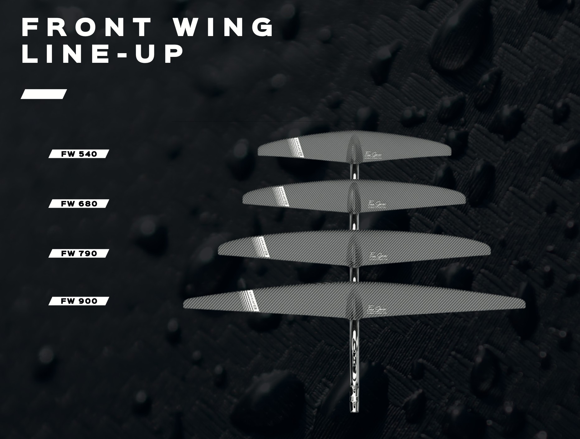Levitaz Free Series Front Wing Line-Up — FW 540, FW 680, FW 790, FW 900 4종 비교 silhouette