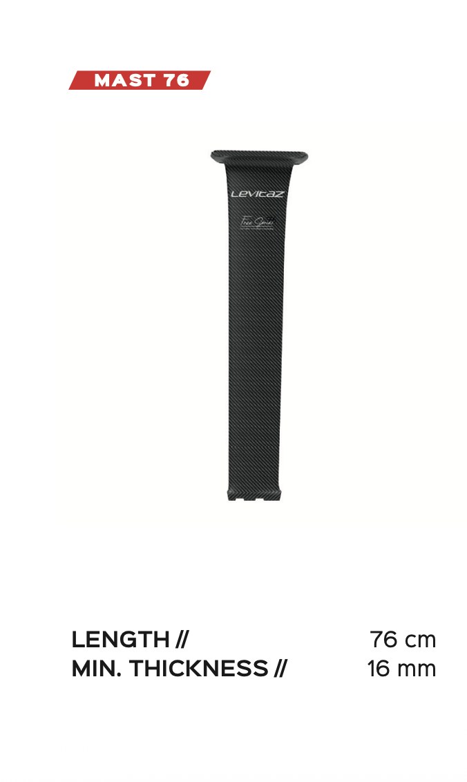 Levitaz Mast 76 — 짧은 마스트, 펌프·SUP·flat water 권장